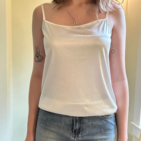 Vintage 90s melody whitecream silky slip tank top cami size medium - Picture 2 of 7